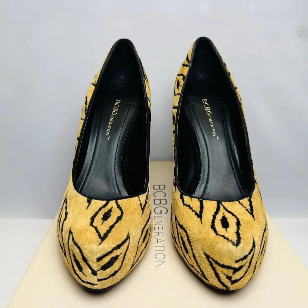 BCBGeneration BCBG Pumps Shoes Stiletto Women Size 6.5 M‎ Brown Black Zebra